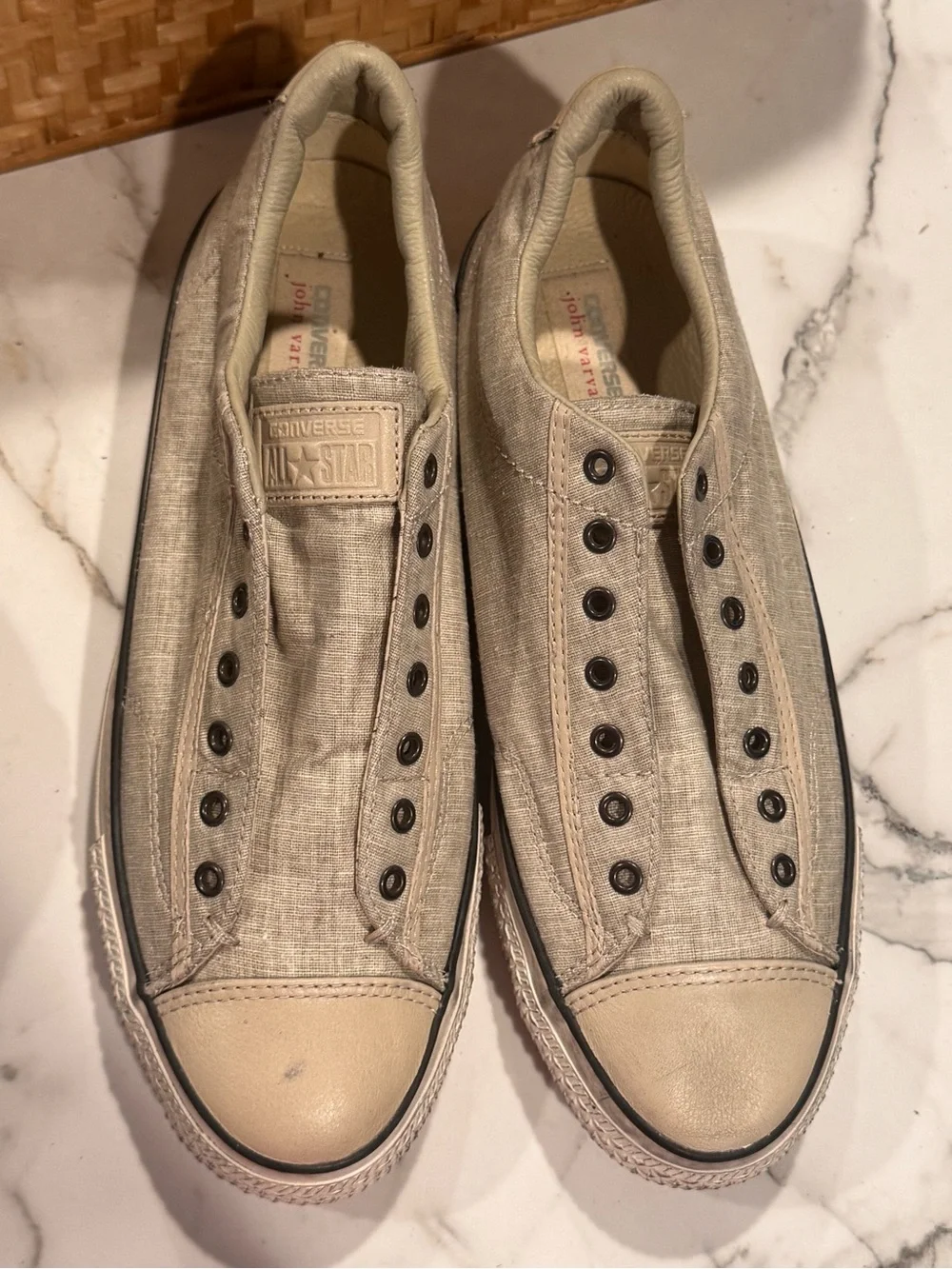 SOLD‼️Converse x John Varvatos Low-top Vintage Slip Beige Linen 151297C -M 9.5 - Picture 2 of 8